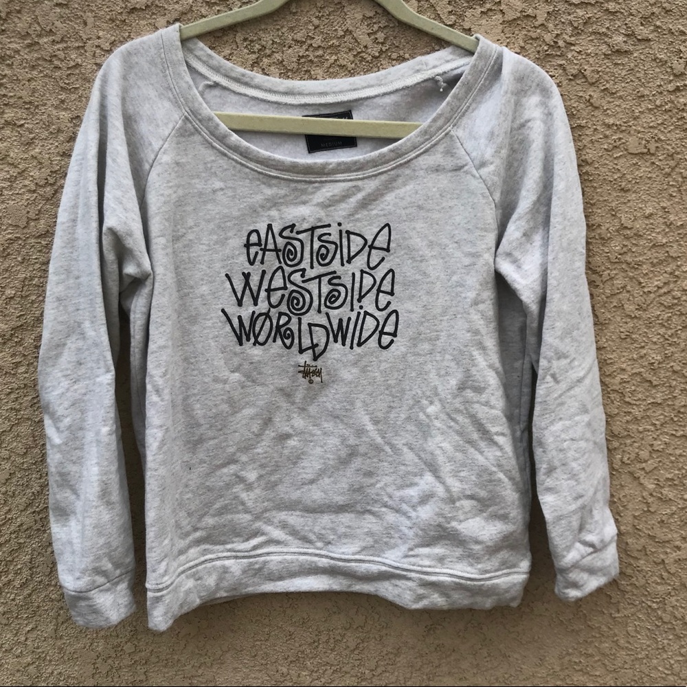 STUSSY Grey Long Sleeve Crewneck Sweater